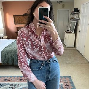 💔 Vintage Red Print Cotton button down 💔